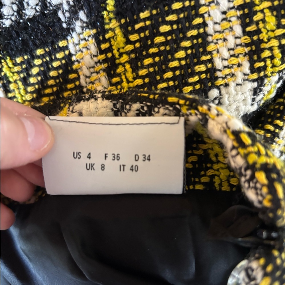 Akris Punto Tweed Knit Blouse and Skirt Set Yellow Black Plaid US 4 - Picture 11 of 15